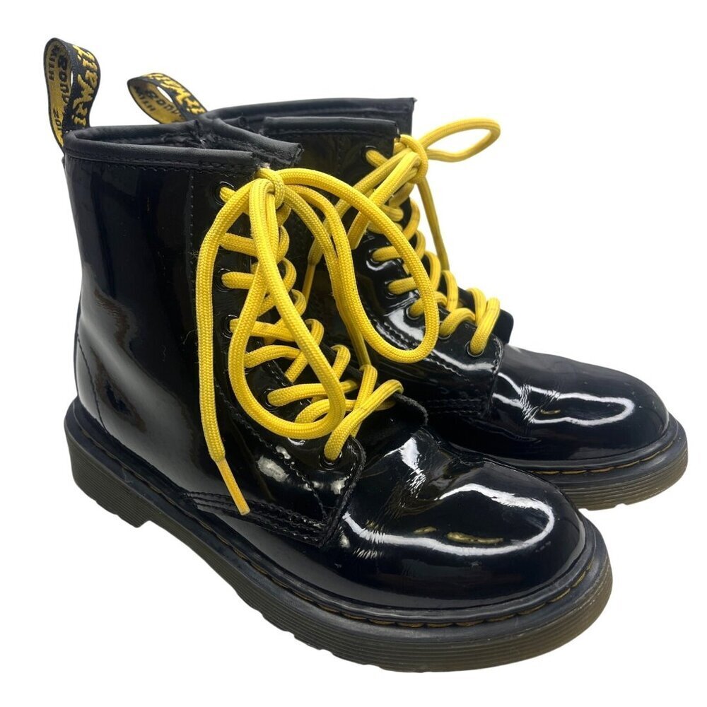 Dr. Martens Black Patent Boots Size 2US  Kids Combat Boots Trendy